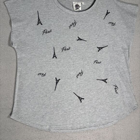 Joei & I T Shirt Women’s Size 3X Gray Paris AOP Eifel‎ Tower Chic Minimalist - Picture 3 of 15